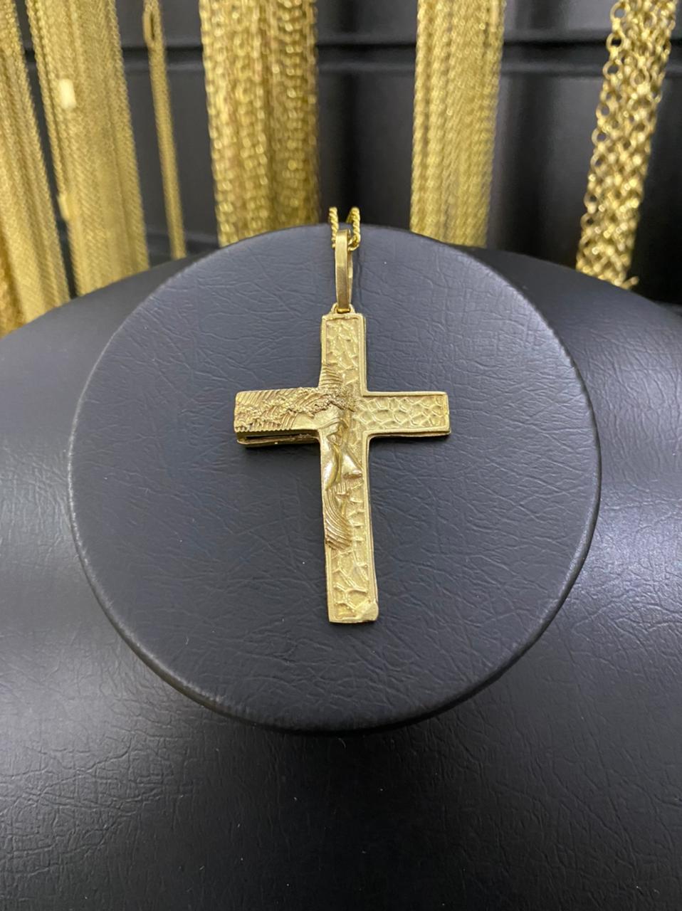 PINGENTE CRUZ COM JESUS DENTRO GRANDE - WRDJOIAS