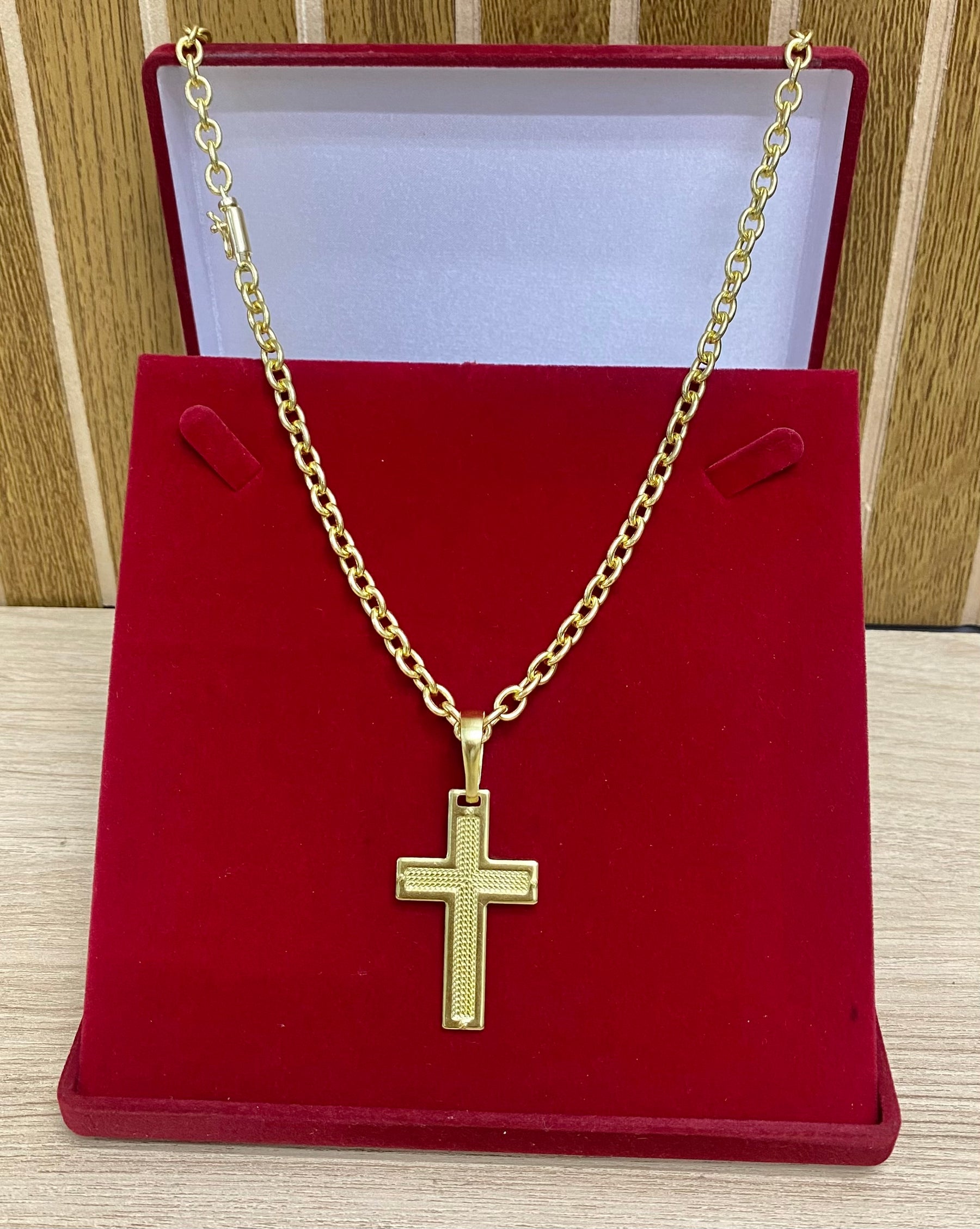 CORRENTE ELO CADEADO BOLEADO 6MM + PINGENTE BRINDE + PULSEIRA BRINDE