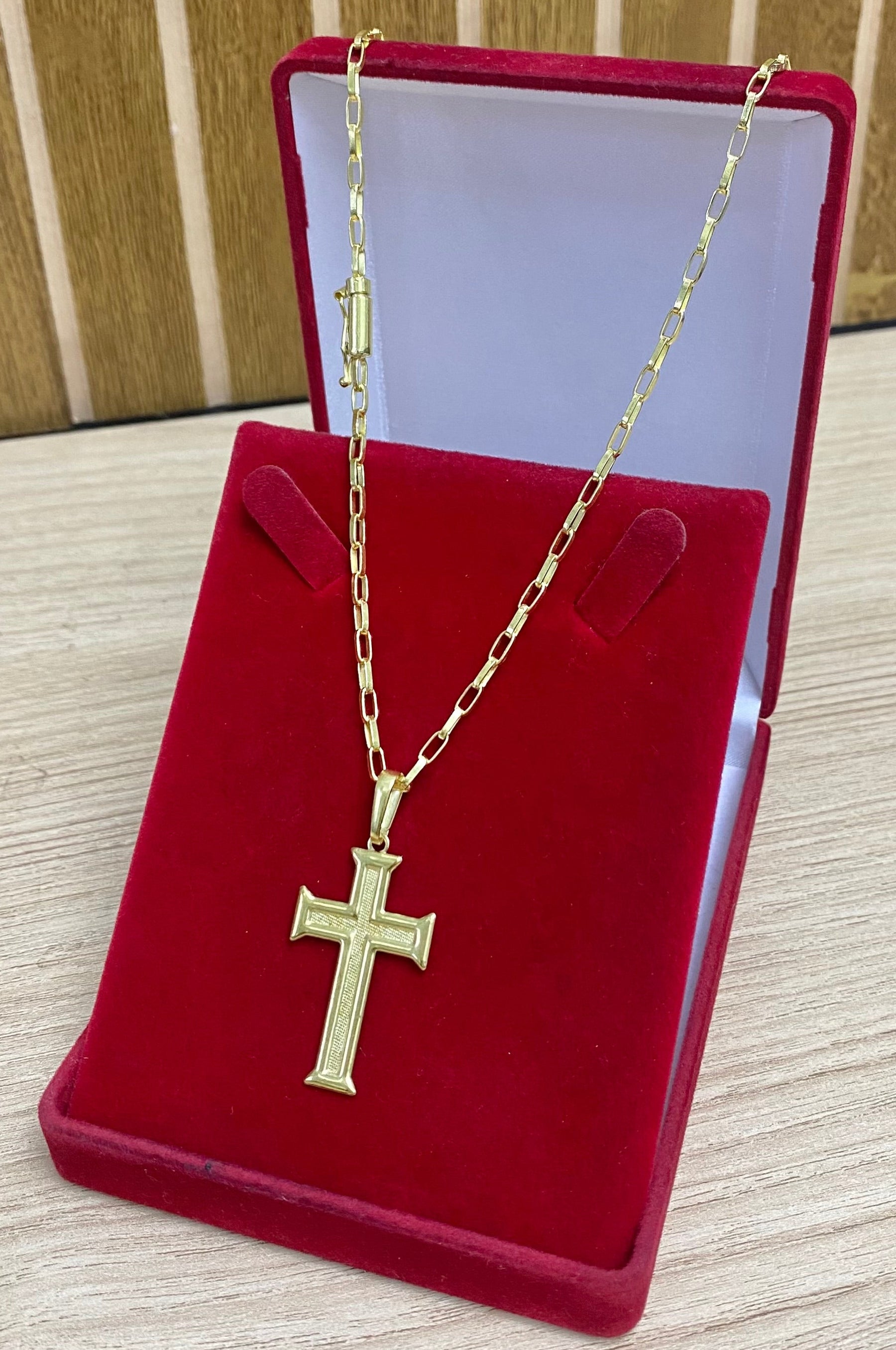 CORRENTE ELO CARTIER RETO 3MM + PINGENTE CRUZ 3D