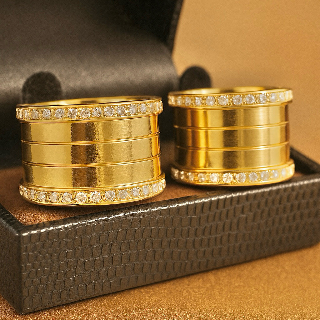 PAR DE ALIANÇAS MOD BULGARIA 14MM CRAVEJADA