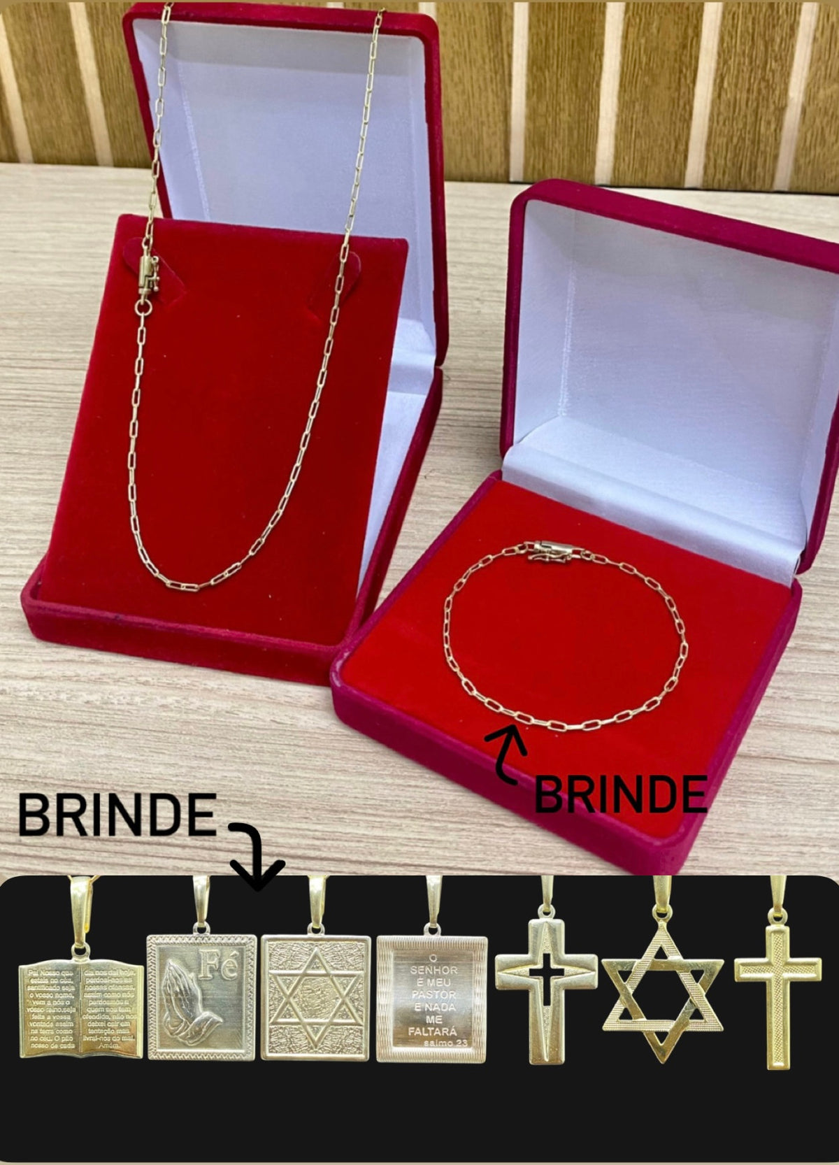 CORRENTE ELO LONG 2MM + PULSEIRA BRINDE + PINGENTE BRINDE