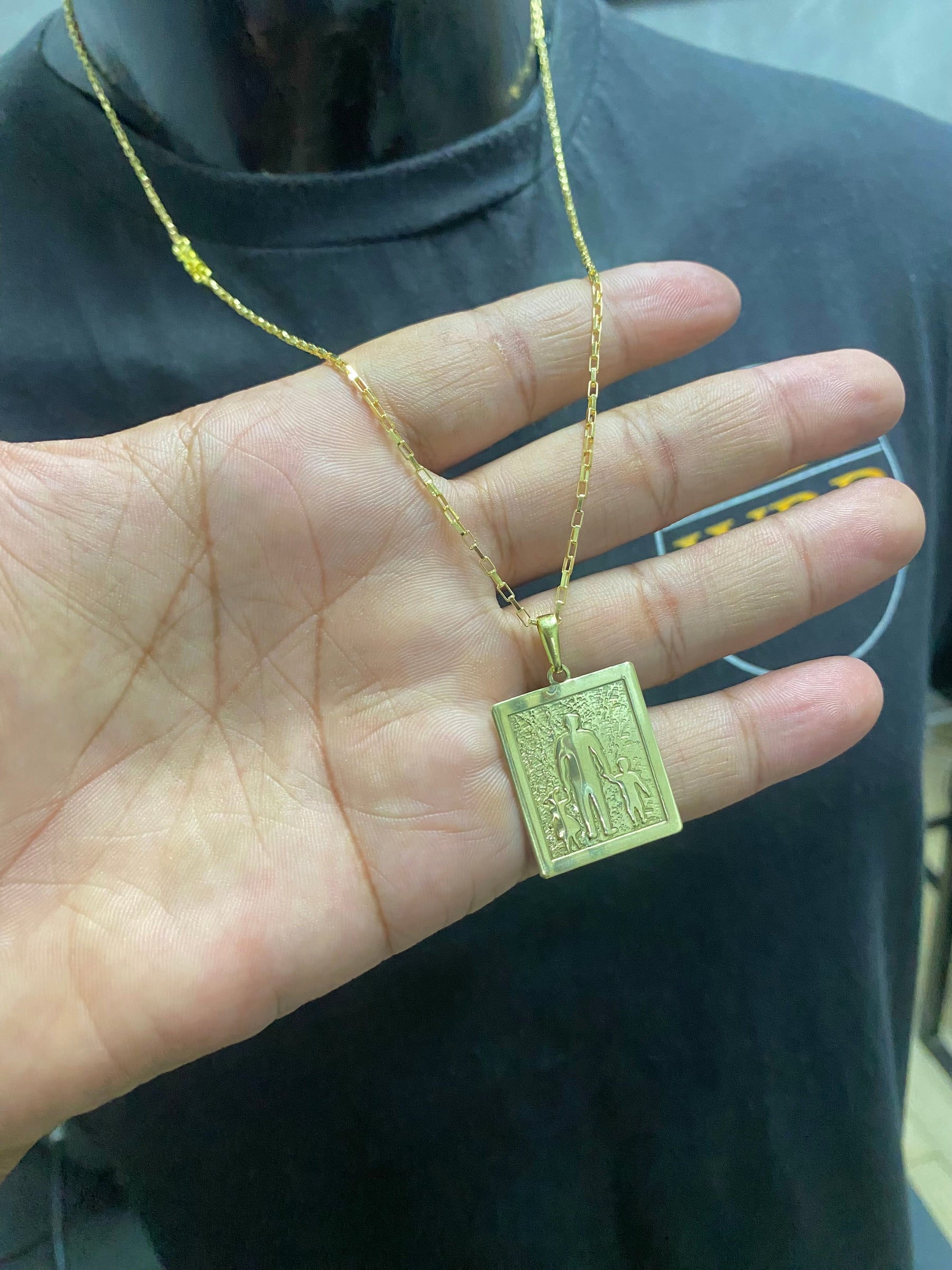 CORRENTE ELO TIJOLINHO 1MM C/PING PAI FILHA e FILHO PERSONALIZADO - WRDJOIAS