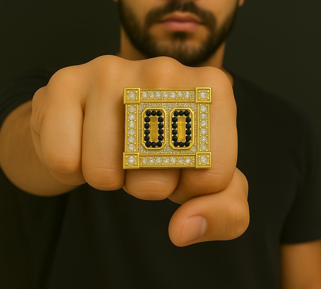 ANEL PERSONALIZADO 00 CRAVEJADO CAIXA ALTA.