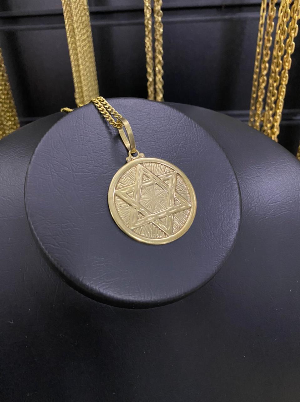 PINGENTE MEDALHA ESTRELA DE DAVID - WRDJOIAS