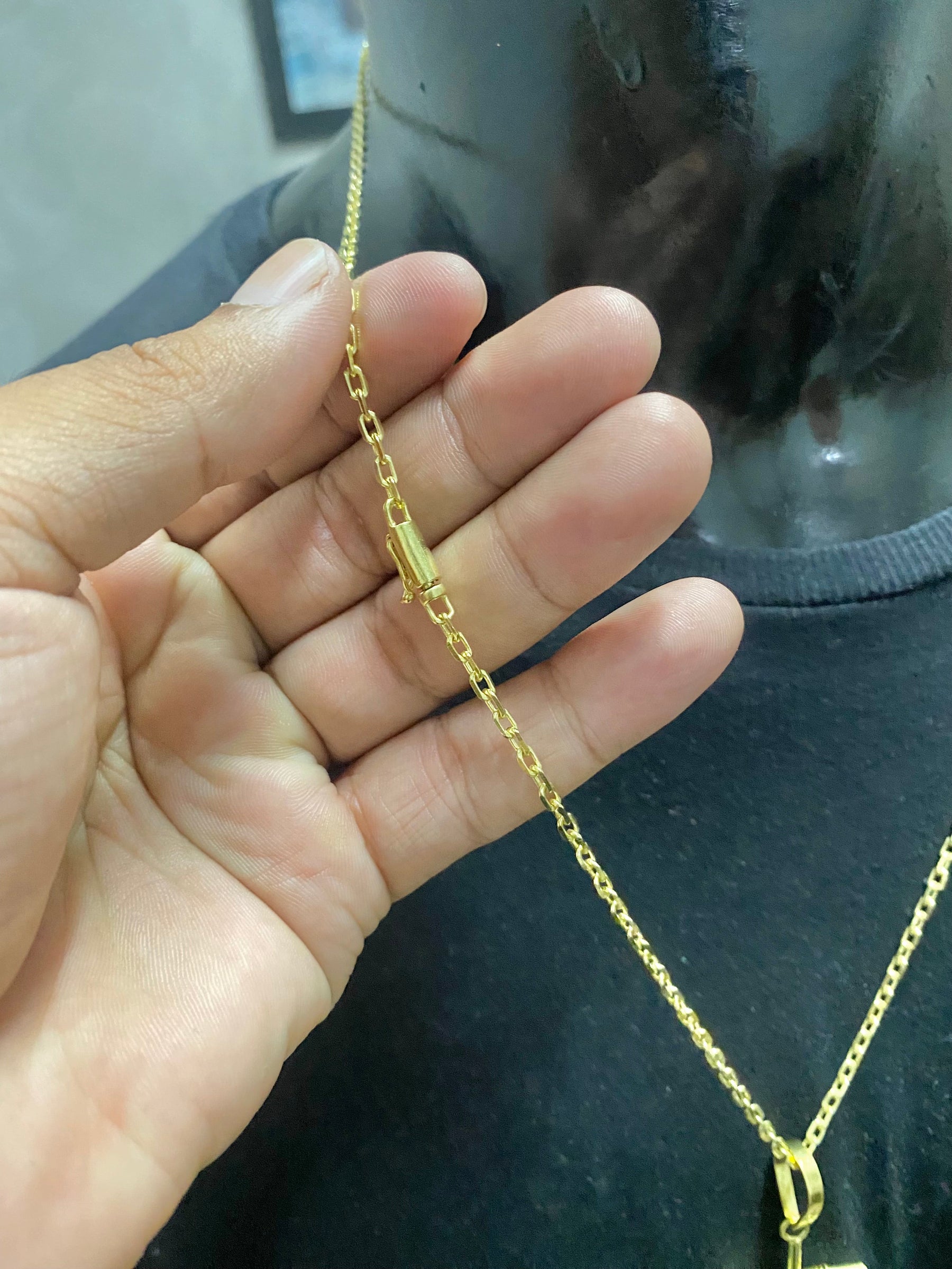 CORRENTE ELO CADEADO 3MM + PINGENTE CRUZ PALITO