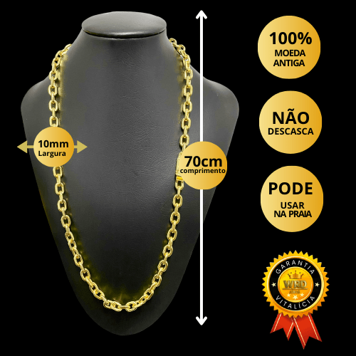 CORRENTE ELO CADEADO 10MM - 70 CM - WRDJOIAS