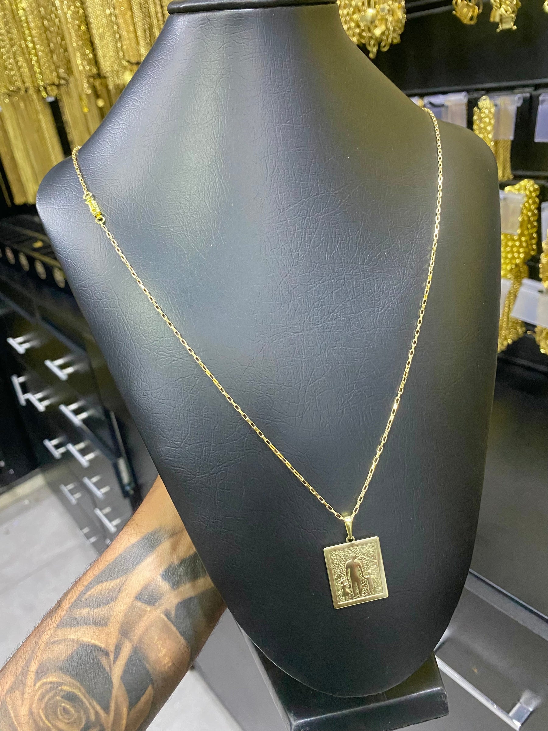 CORRENTE ELO TIJOLINHO 1MM C/PING PAI FILHA e FILHO PERSONALIZADO - WRDJOIAS