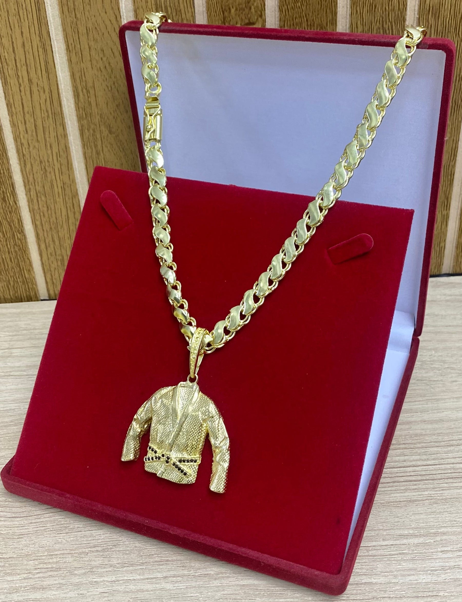 CORRENTE FRISO S 12MM + PINGENTE FAIXA PRETA