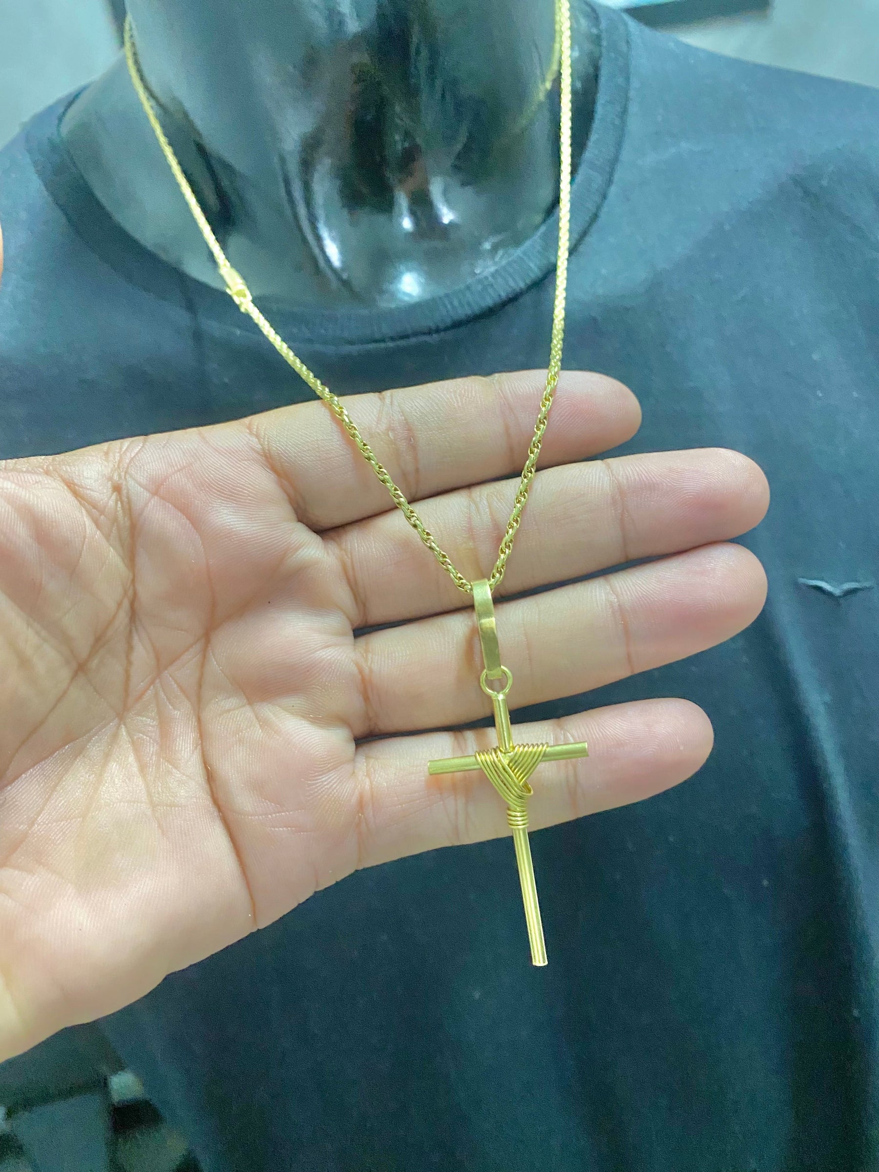 CORRENTE ELO TRANÇADO 2MM + CRUZ PALITO