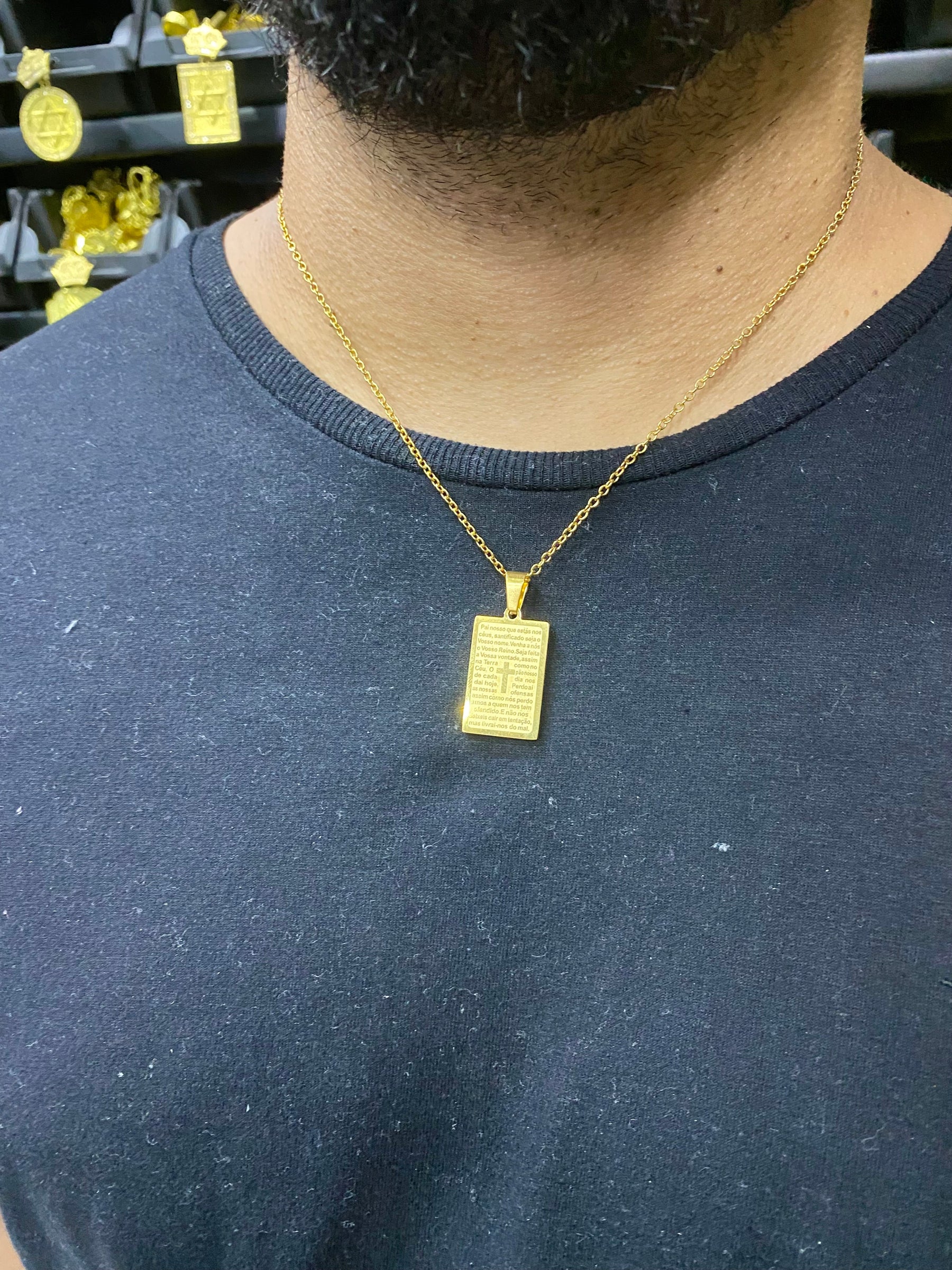 CORRENTE CADEADO 2 MM + PING PLACA PAI NOSSO