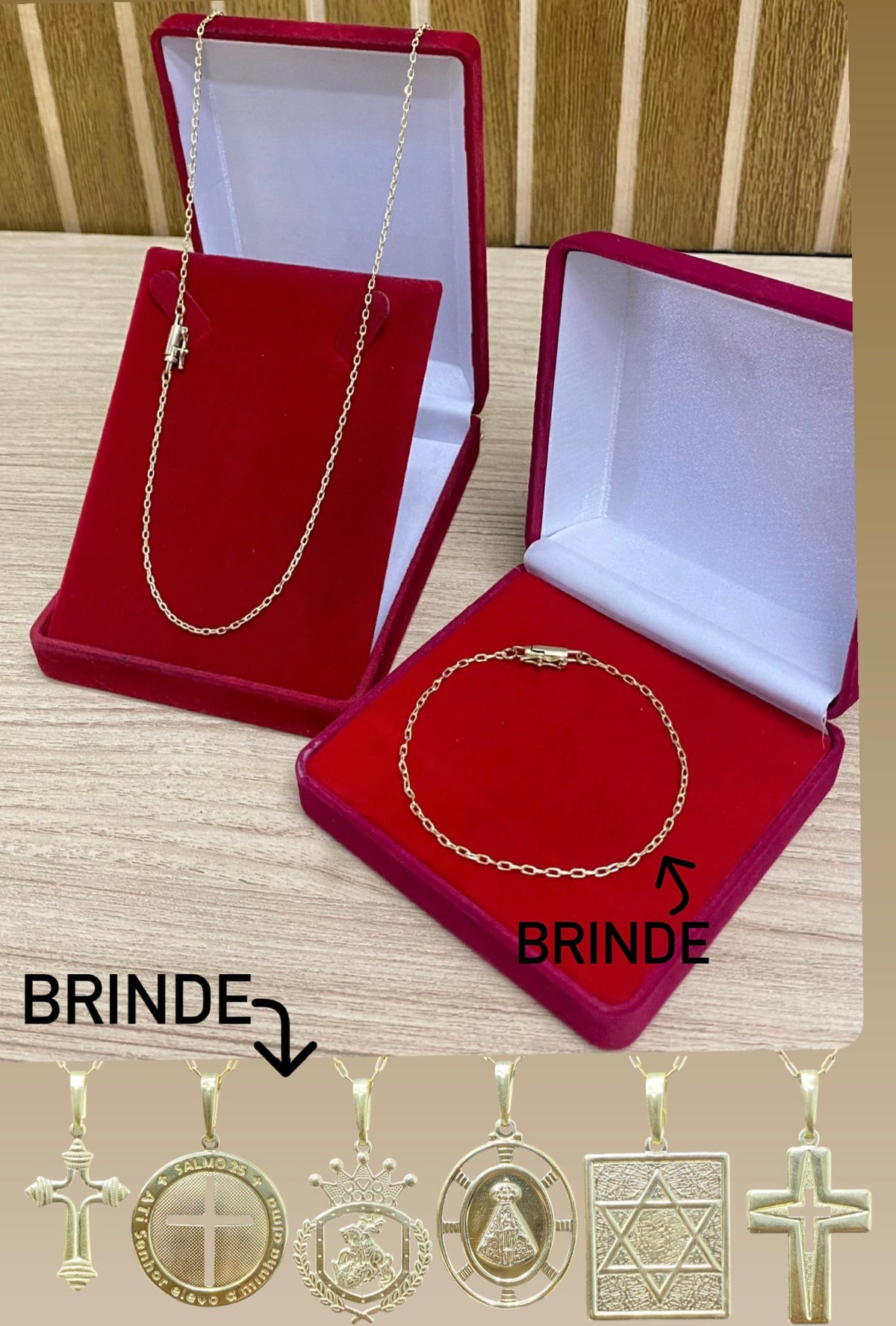 CORRENTE ELO CADEADO 2MM + PULSEIRA BRINDE + PINGENTE BRINDE