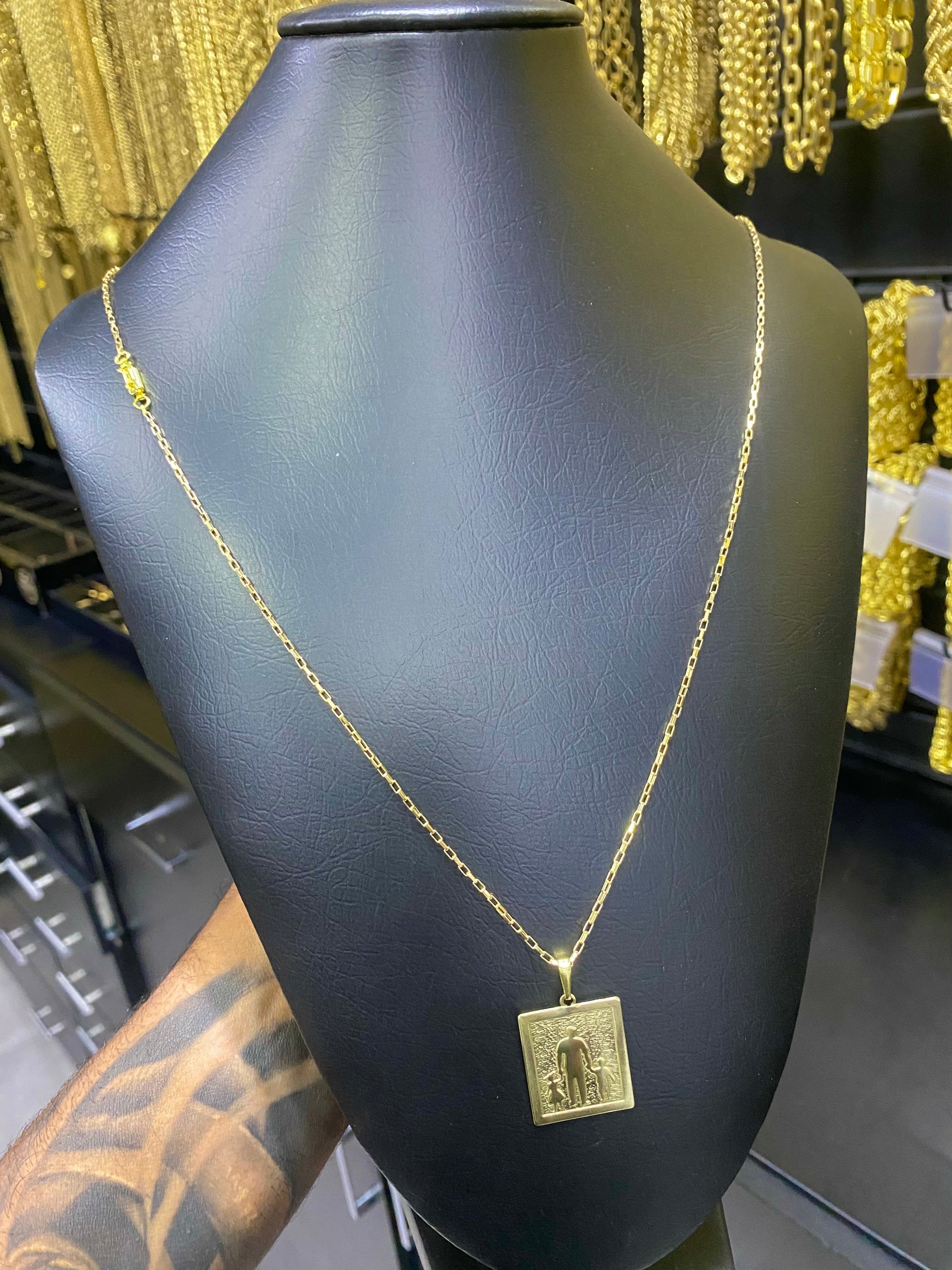 CORRENTE ELO TIJOLINHO 1MM C/PING PAI FILHA e FILHO PERSONALIZADO - WRDJOIAS