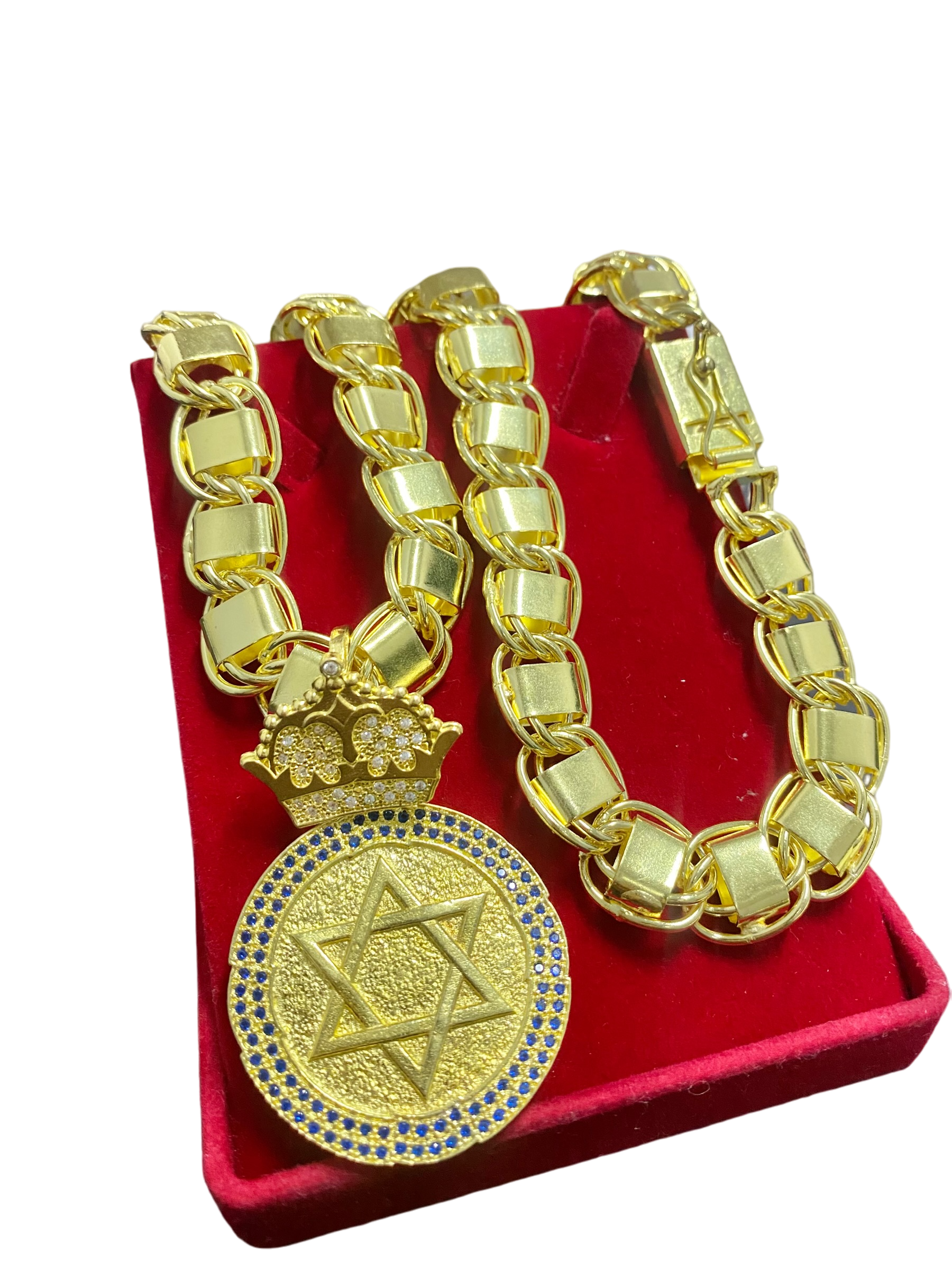 CORRENTE ELO DUBAI 14MM + PINGENTE ESTRELA DE DAVI BORDA CRAVEJADA - WRDJOIAS