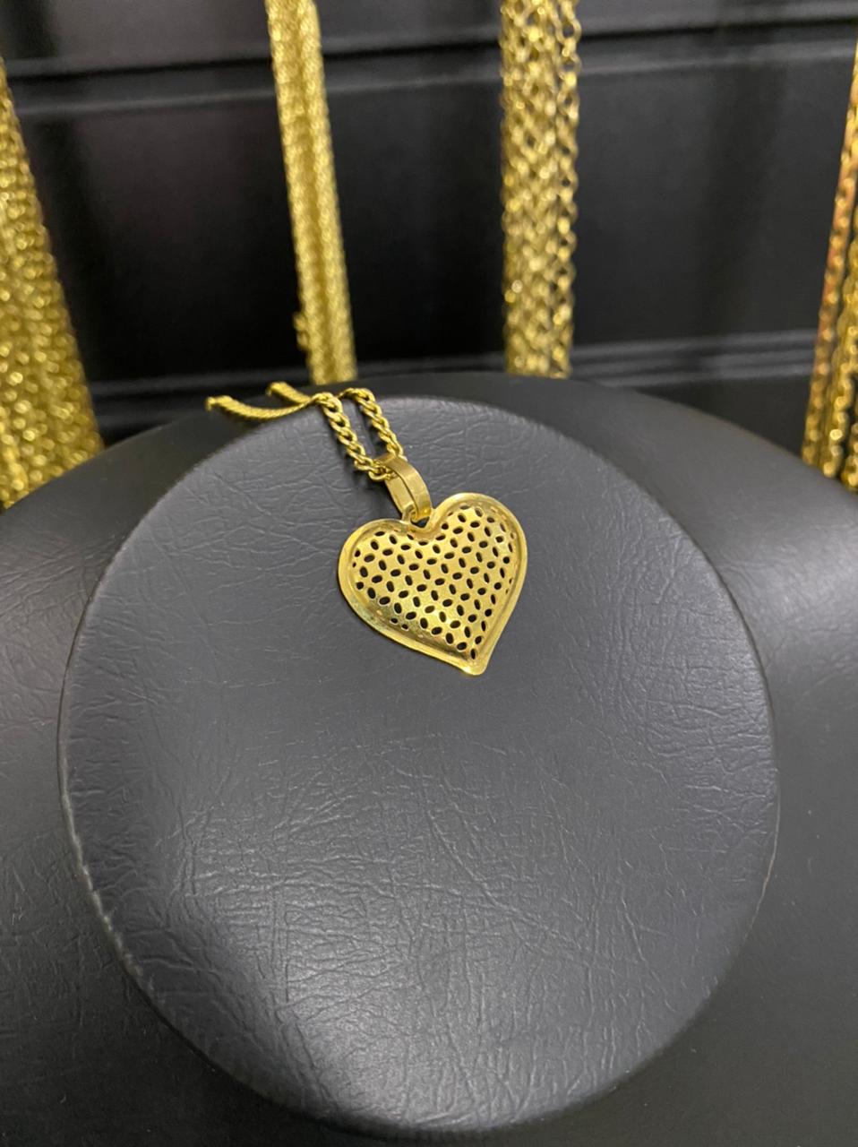 PINGENTE CORAÇÃO PEQUENO SEMI VAZADO - WRDJOIAS