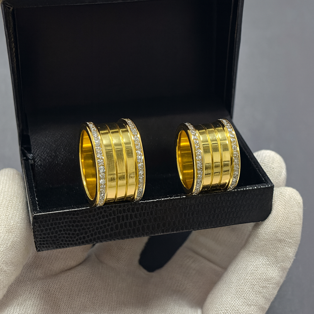 PAR DE ALIANÇAS MOD BULGARIA 14MM CRAVEJADA