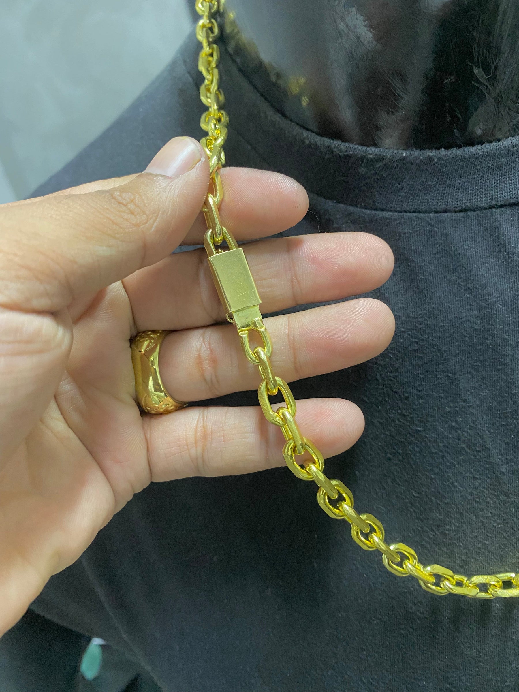 CORRENTE ELO CADEADO QUINA G 10MM - 70CM - WRDJOIAS