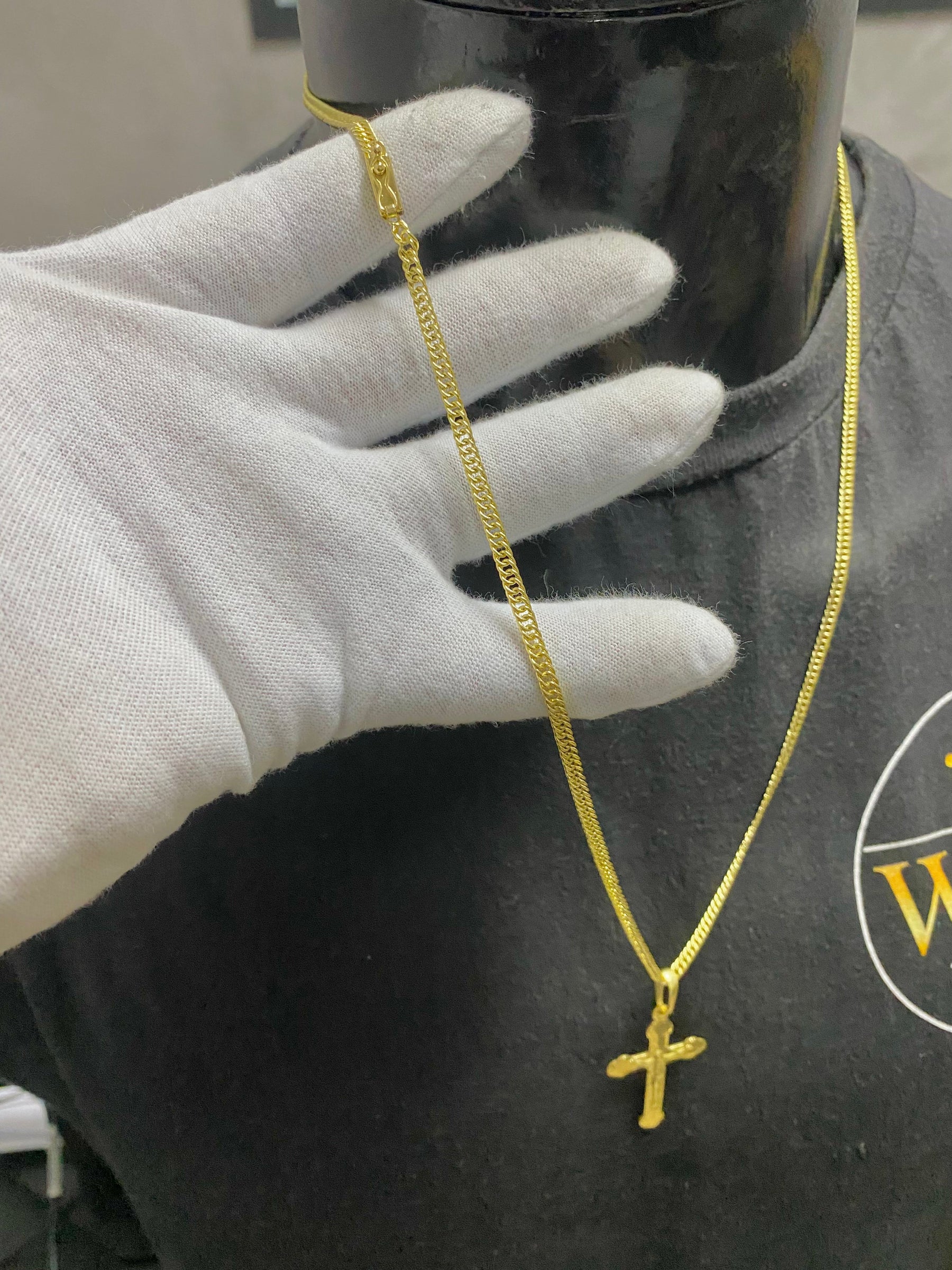 CORRENTE ELO GRUMET 2MM C/PING CRUZ-JESUS - WRDJOIAS