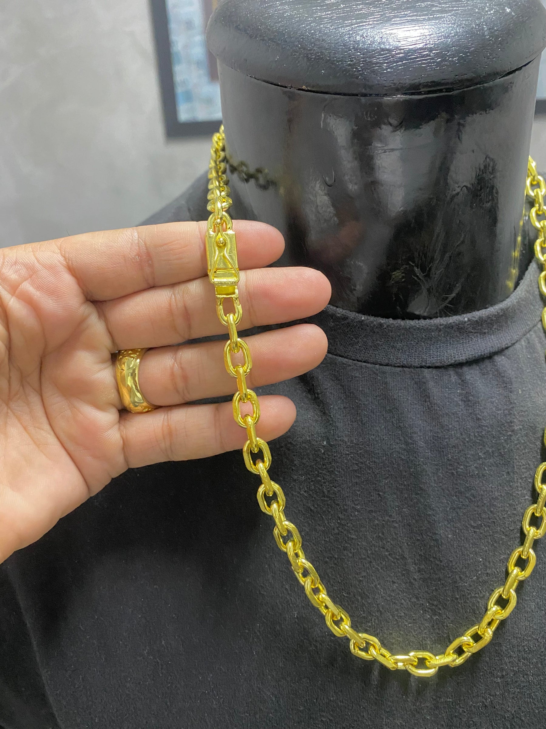 CORRENTE ELO CADEADO QUINA G 10MM - 70CM - WRDJOIAS