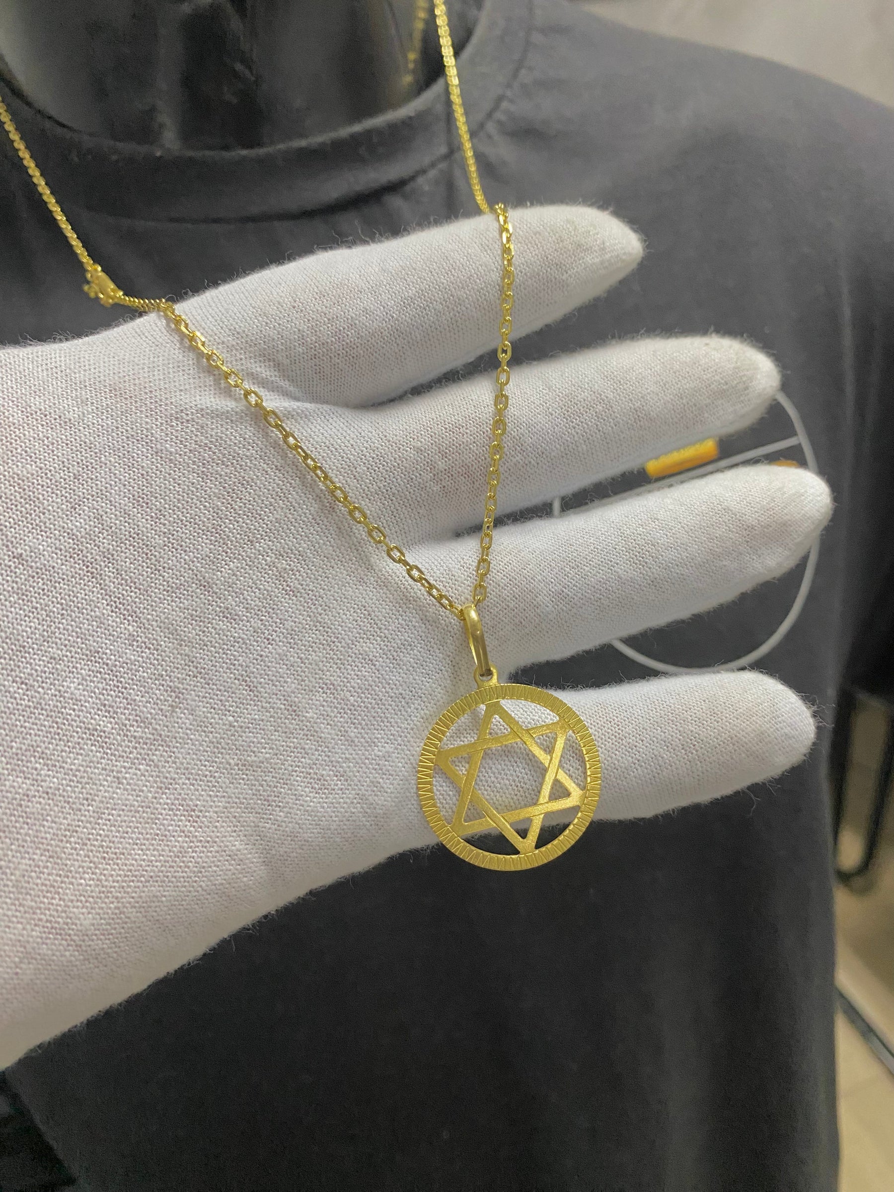 CORRENTE ELO CADEADO 2MM C/PING ESTRELA DE DAVI - WRDJOIAS