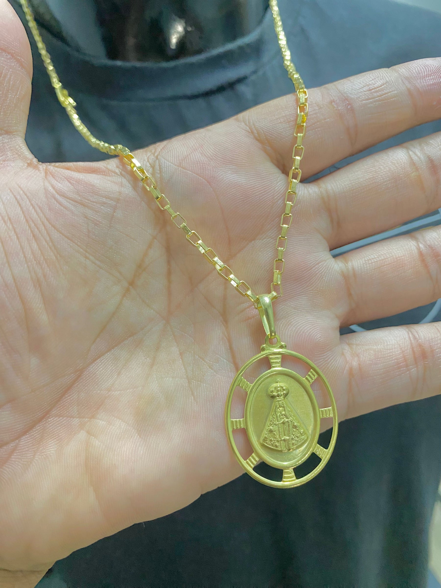 CORRENTE ELO TIJOLINHO 2MM C/PING NOSSA SENHORA - WRDJOIAS