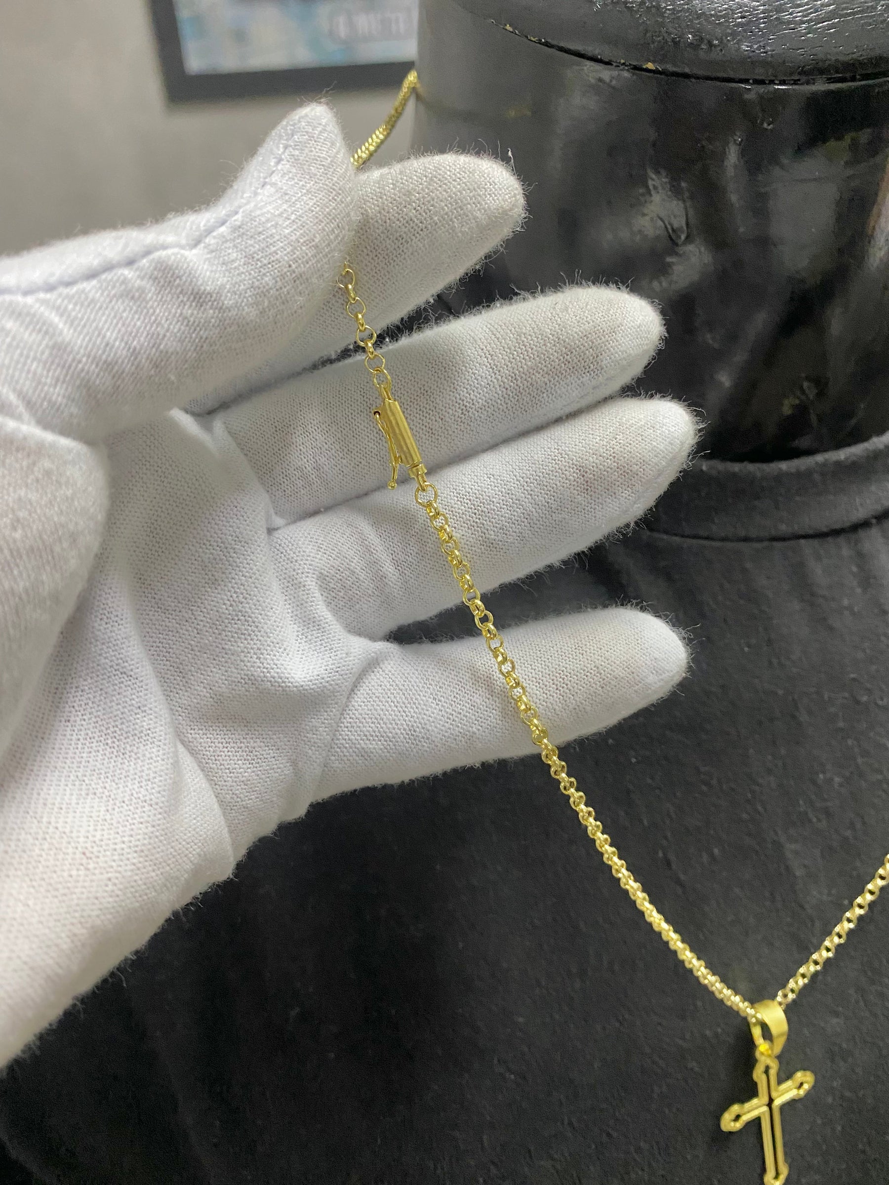 CORRENTE ELO PORTUGUÊS 2MM C/PING CRUZ VAZADA - WRDJOIAS