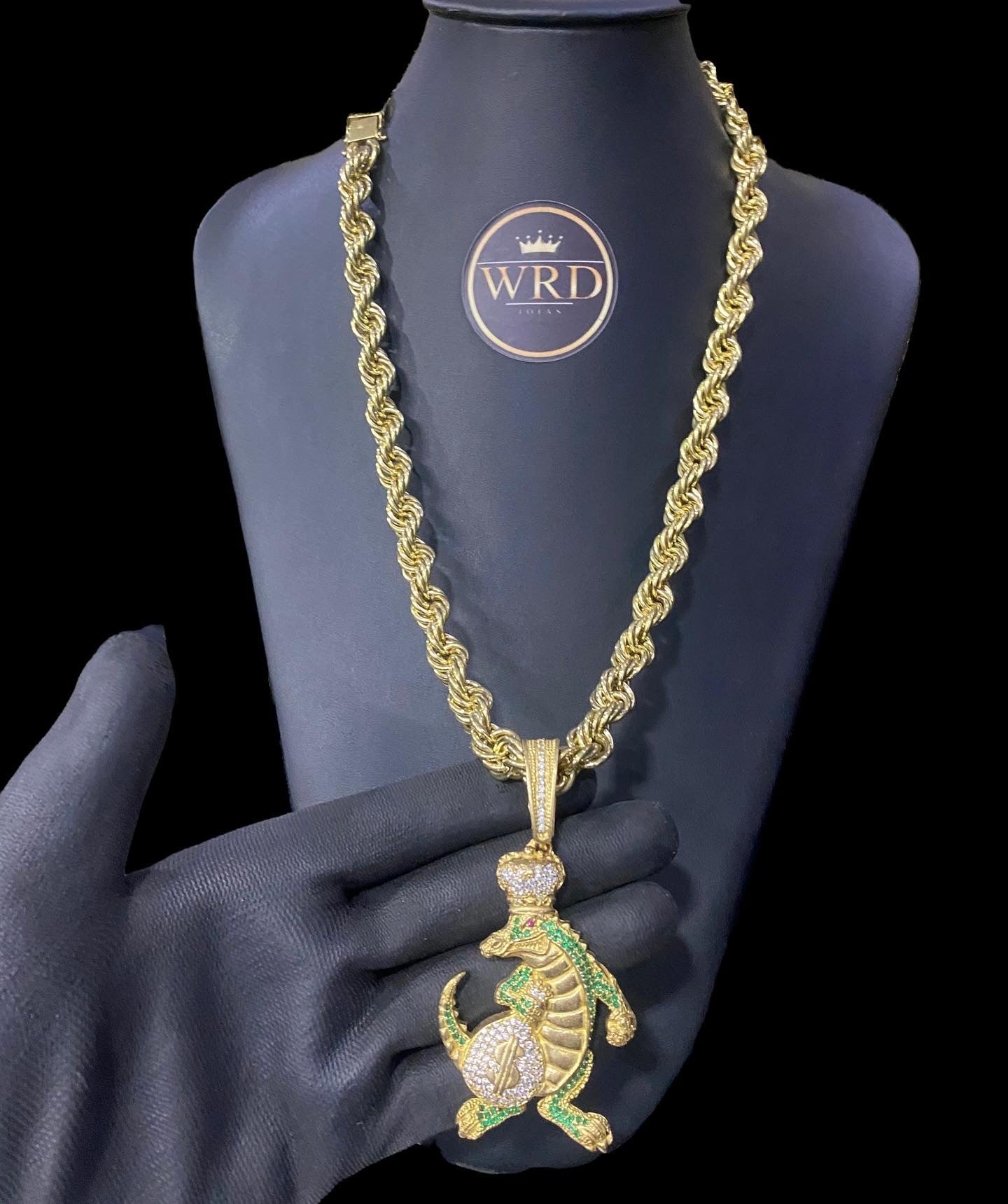 CORRENTE ELO BAIANO 16MM + PINGENTE JACARÉ MILIONÁRIO - WRDJOIAS