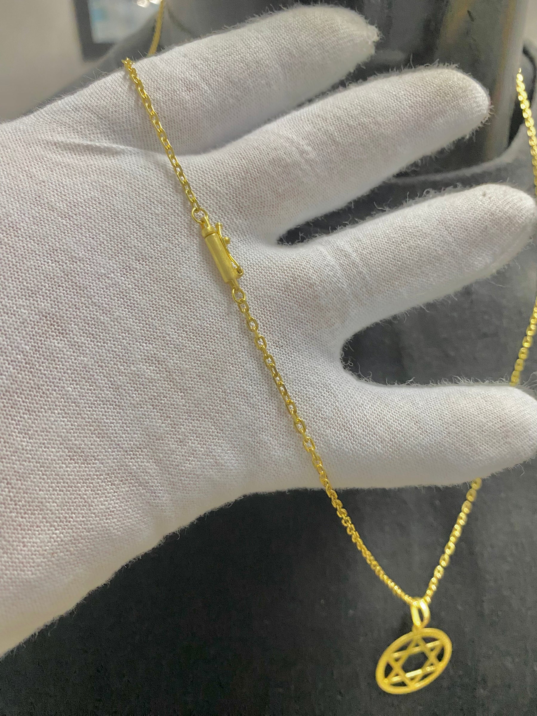 CORRENTE ELO CADEADO 2MM C/PING ESTRELA DE DAVI - WRDJOIAS