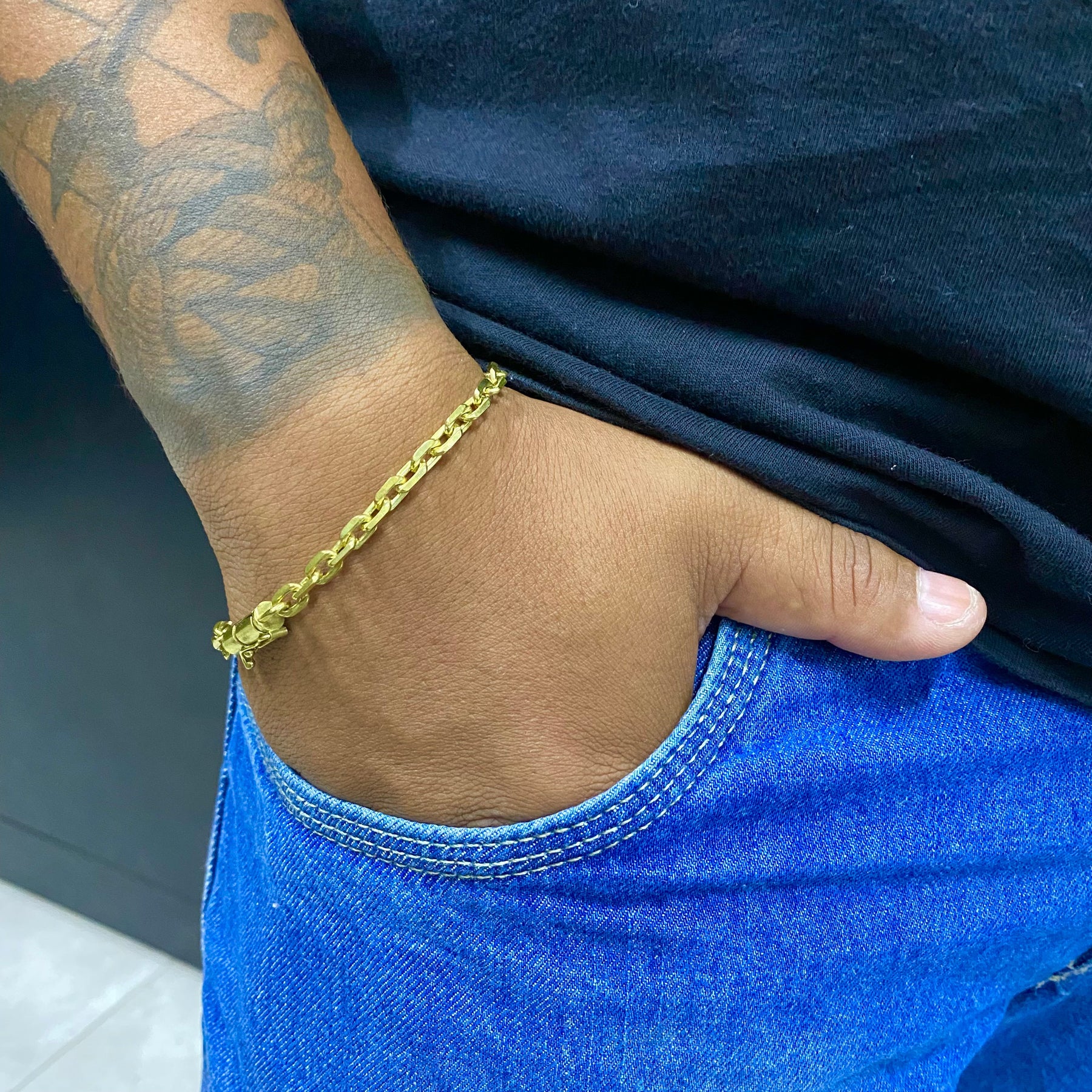 PULSEIRA ELO CADEADO QUINA 5MM - WRDJOIAS