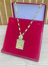 CORRENTE ELO CARTIER BOLEADO 7MM + PINGENTE 7 PLACA CRAV