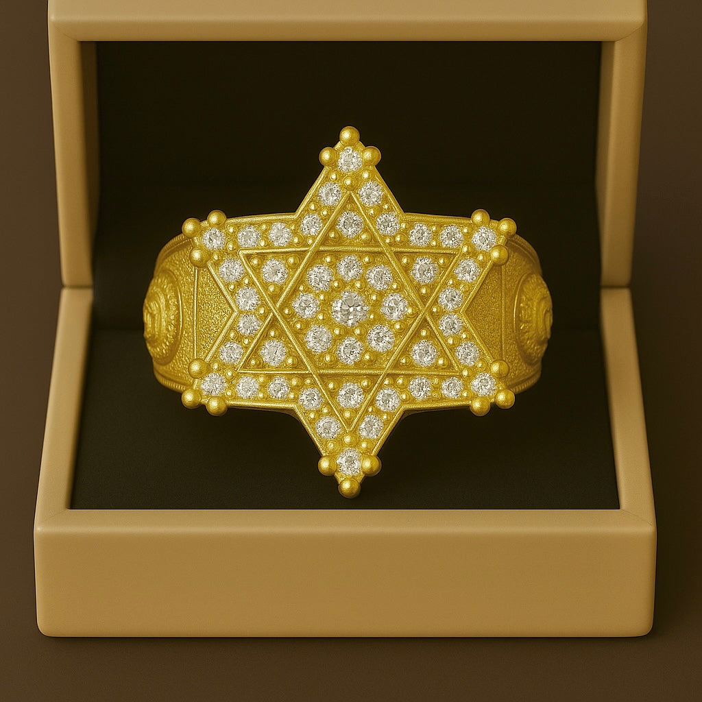 ANEL ESTRELA DE DAVI CRAV GRANDE (PEDRAS BRANCAS)