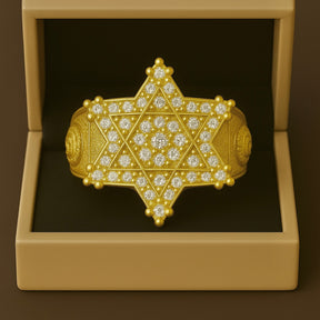 ANEL ESTRELA DE DAVI CRAV GRANDE (PEDRAS BRANCAS)