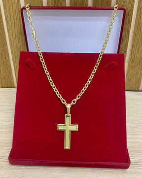 CORRENTE ELO CADEADO BOLEADO 6MM + PINGENTE BRINDE + PULSEIRA BRINDE