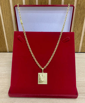 CORRENTE ELO CADEADO BOLEADO 4MM + PINGENTE BRINDE + PULSEIRA BRINDE