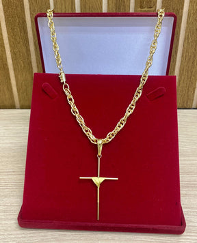 CORRENTE ELO TRANÇADO 8MM + PINGENTE BRINDE + PULSEIRA BRINDE