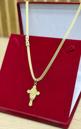 CORRENTE ELO PERSONALIZADO 3MM + PINGENTE CRUZ DETALHADA CRAVEJADA