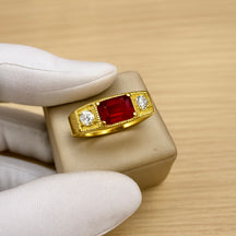 ANEL FORMATURA PEDRA VERMELHA