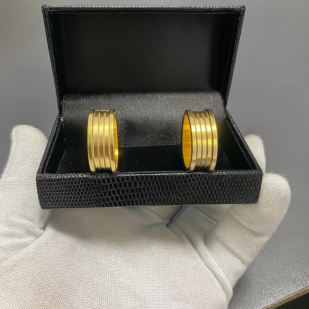 PAR DE ALIANÇAS MOD BULGARI 02 FRISOS 10MM