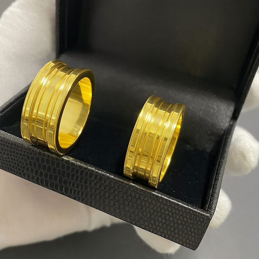 PAR DE ALIANÇAS MOD BULGARI 02 FRISOS 10MM