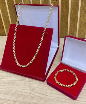 KIT CORRENTE ELO CADEADO QUINA 8MM + PINGENTE+ PULSEIRA BRINDE