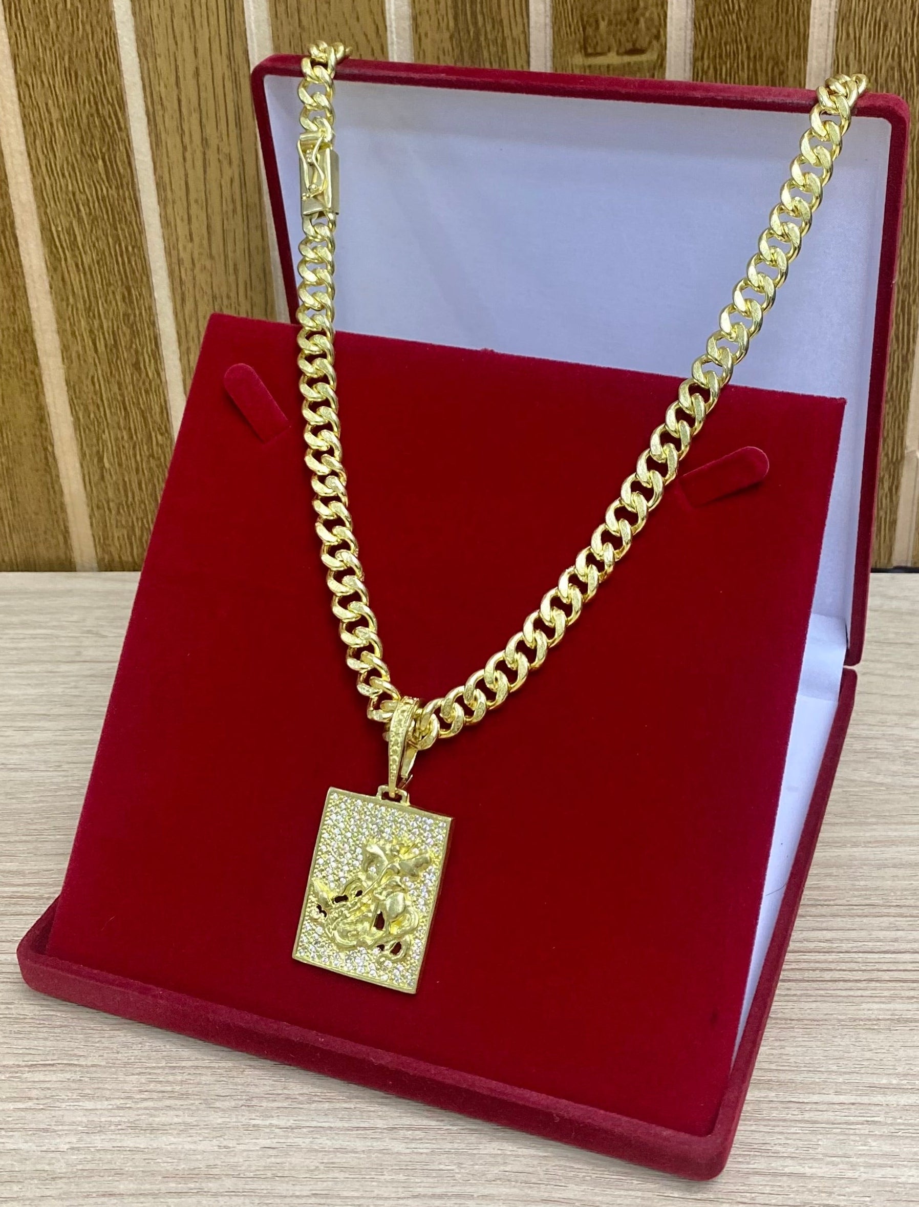 CORRENTE ELO PITBULL 8MM + PLACA SÃO JORGE CRAV