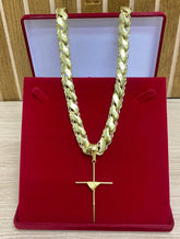 CORRENTE ELO FRISO S 12MM + PINGENTE CRUZ PALITO