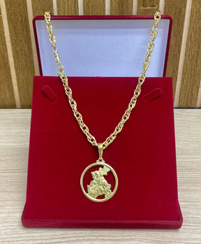 CORRENTE ELO TRANÇADO 8MM + PINGENTES