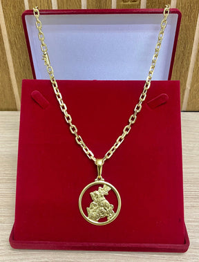 KIT CORRENTE ELO CADEADO QUINA 8MM + PINGENTE+ PULSEIRA BRINDE