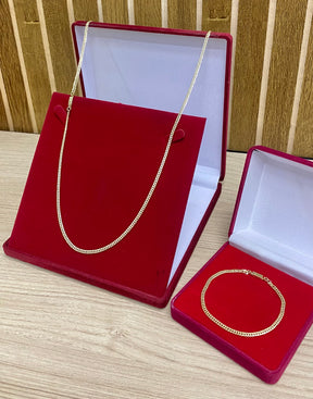 KIT CORRENTE ELO GRUMET 2MM + PULSEIRA BRINDE + PINGENTE BRINDE