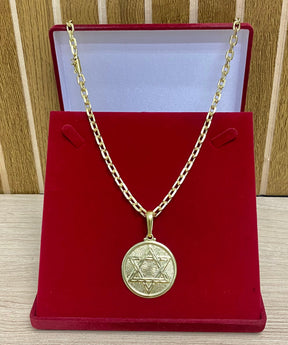 CORRENTE ELO CADEADO QUINA 8MM + PINGENTE BRINDE + PULSEIRA BRINDE