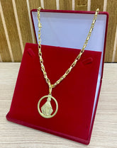 CORRENTE ELO TRANÇADO 8MM + PINGENTES JESUS REDONDO VAZADO