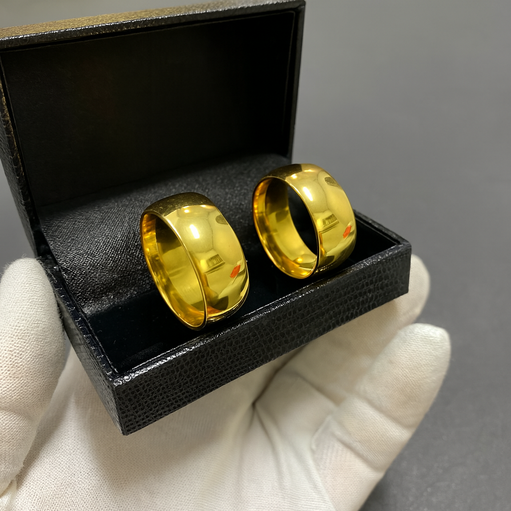 PAR DE ALIANÇAS MOD ABAULADA BOLEADA 10MM