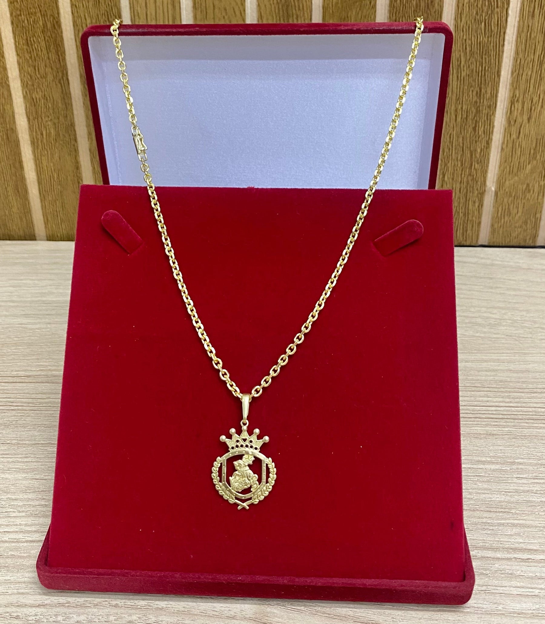 CORRENTE ELO CADEADO QUINA 4MM + PINGENTE ESCUDO DE SÃO JORGE