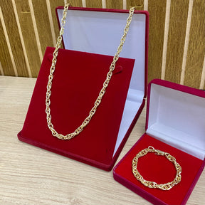 CORRENTE ELO TRANÇADO 8MM + PINGENTES