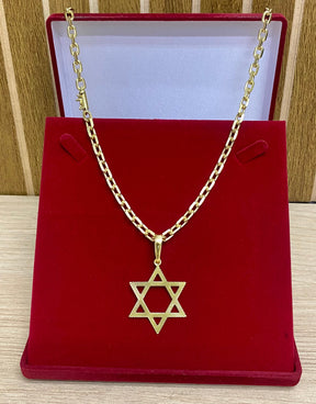 KIT CORRENTE ELO CADEADO QUINA 8MM + PINGENTE+ PULSEIRA BRINDE